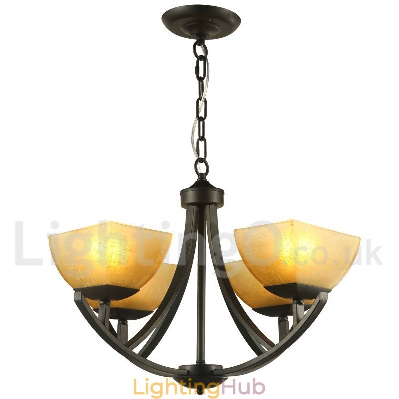 4 Light Mediterranean Style Black Candle Style Chandelier
