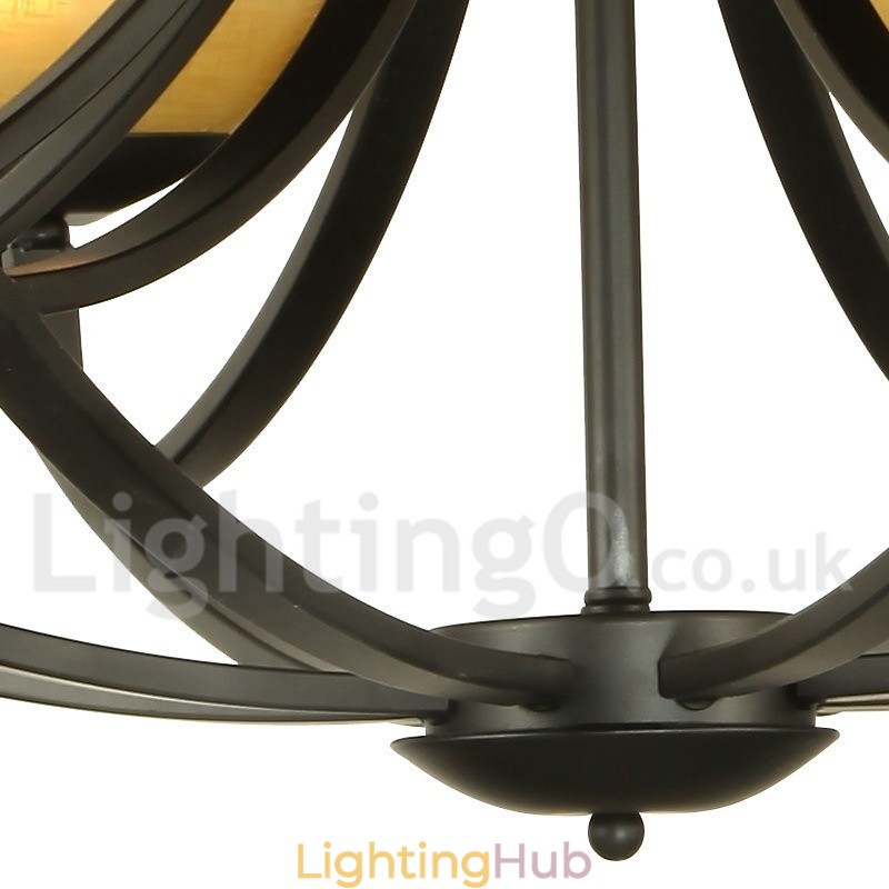 4 Light Mediterranean Style Black Candle Style Chandelier