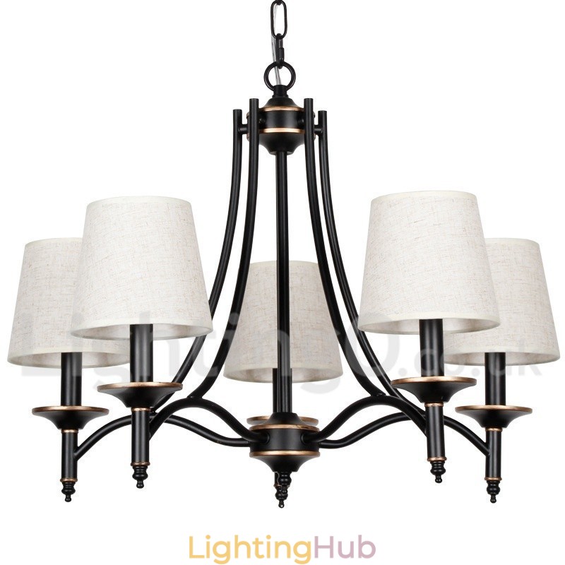 5 Light Rustic Retro Black Contemporary Candle Style Chandelier