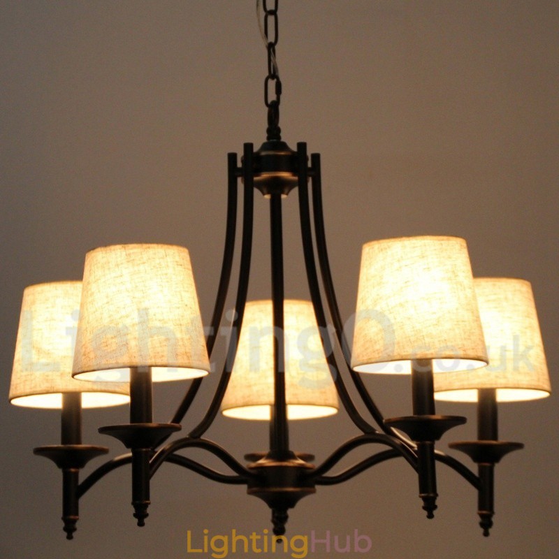 5 Light Rustic Retro Black Contemporary Candle Style Chandelier