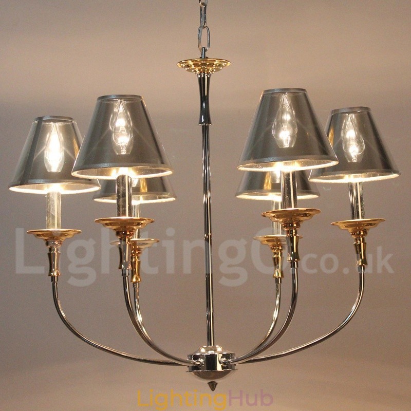 6 Light Modern Contemporary Chrome Candle Style Chandelier