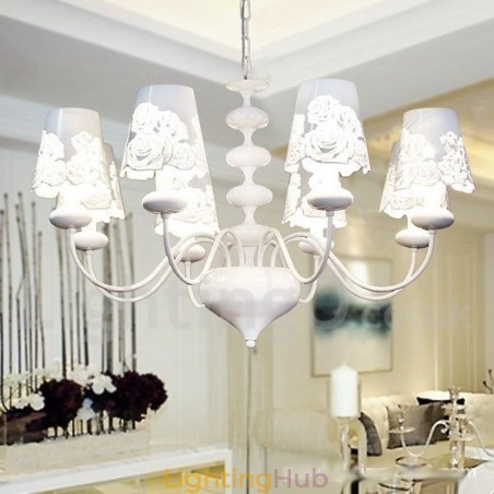 8 Light Modern Contemporary Hollow White Candle Style Chandelier 8 Light Modern Contemporary Hollow White Candle Style Chandelier