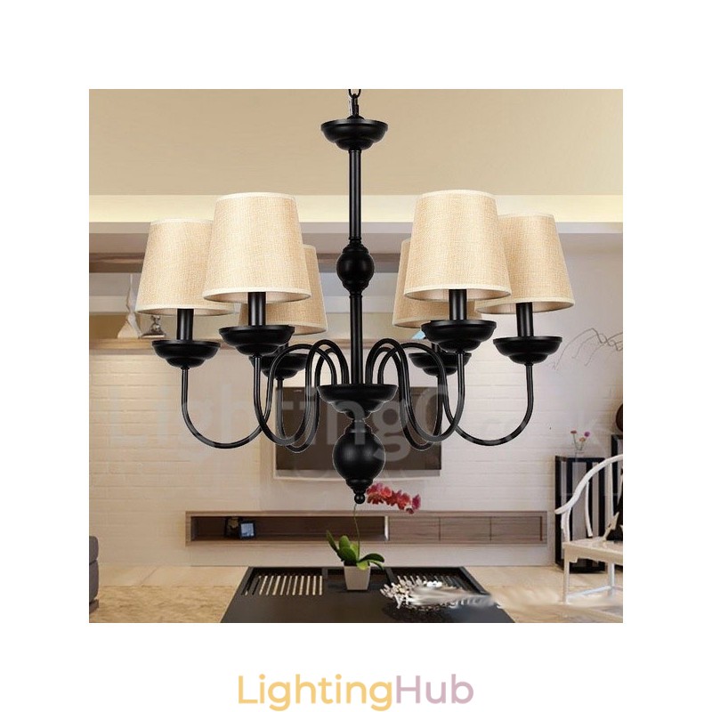 6 Light Rustic Retro Contemporary Candle Style Chandelier