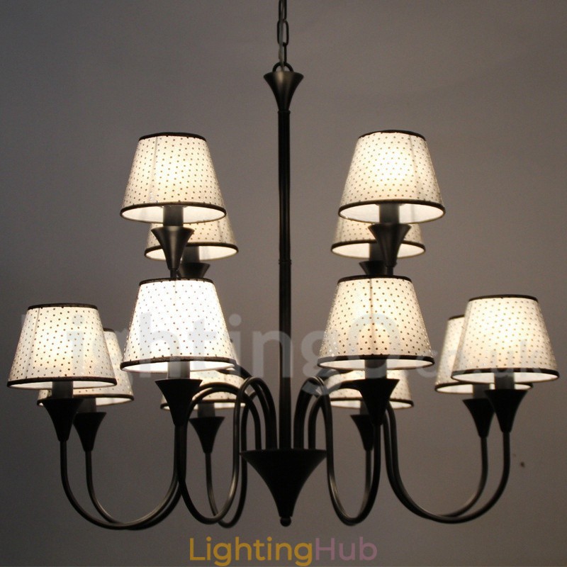 12 Light Rustic Modern Contemporary Retro Black Candle Style Chandelier