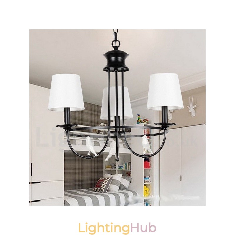 3 Light Retro Black Mediterranean Style Rustic Contemporary Candle Style Chandelier