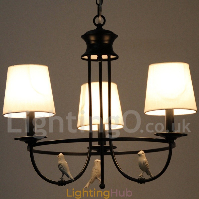 3 Light Retro Black Mediterranean Style Rustic Contemporary Candle Style Chandelier
