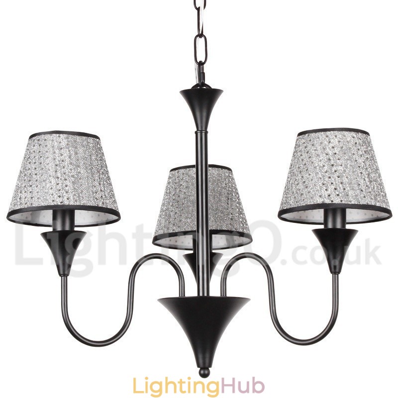 3 Light Rustic Modern Contemporary Retro Black Candle Style Chandelier