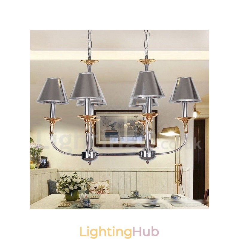 6 Light Modern Contemporary Chrome Candle Style Chandelier