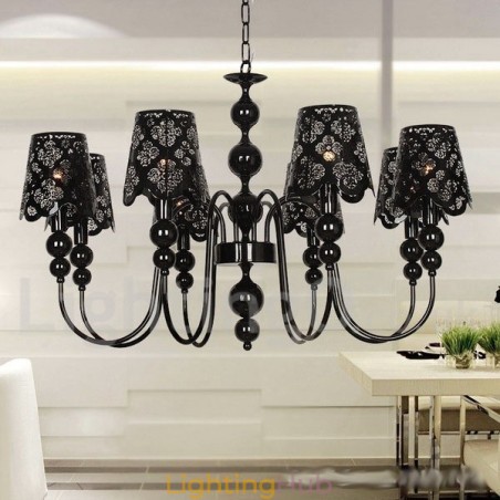 8 Light Modern Contemporary Hollow Black Candle Style Chandelier 8 Light Modern Contemporary Hollow Black Candle Style Chandelier