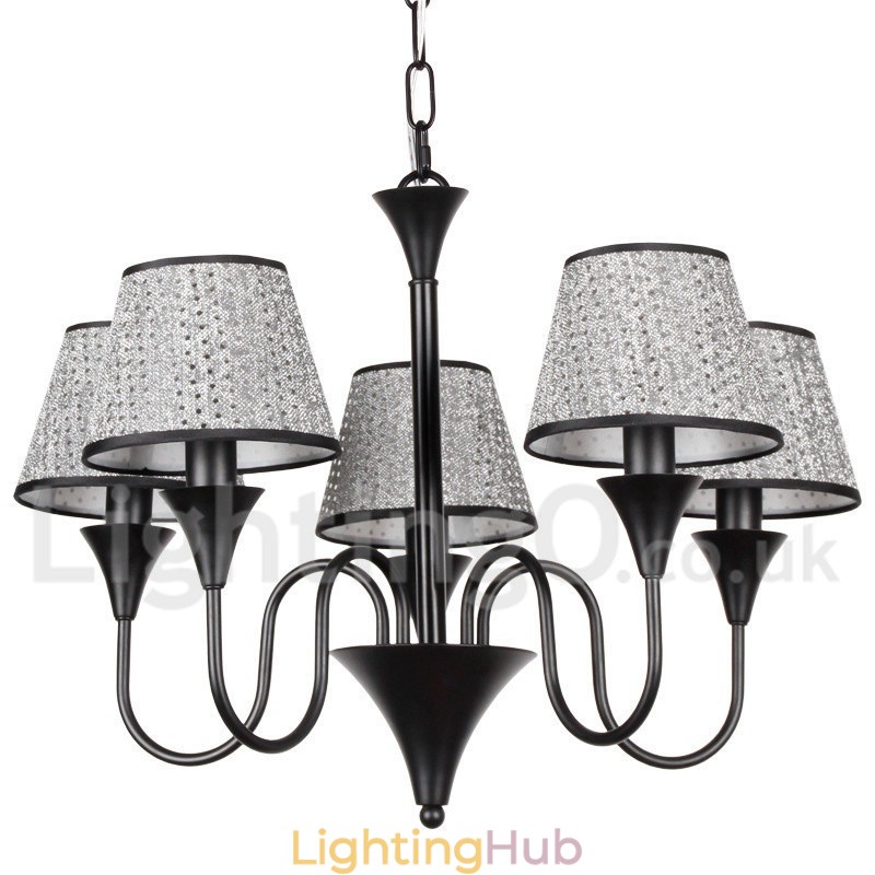 5 Light Rustic Modern Contemporary Retro Black Candle Style Chandelier