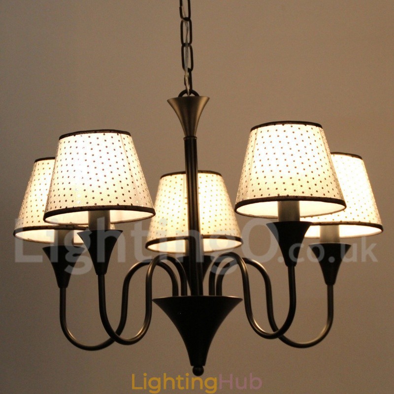 5 Light Rustic Modern Contemporary Retro Black Candle Style Chandelier