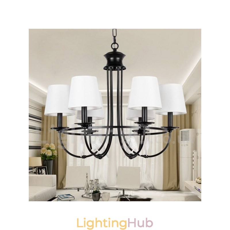 6 Light Retro Black Mediterranean Style Rustic Contemporary Candle Style Chandelier