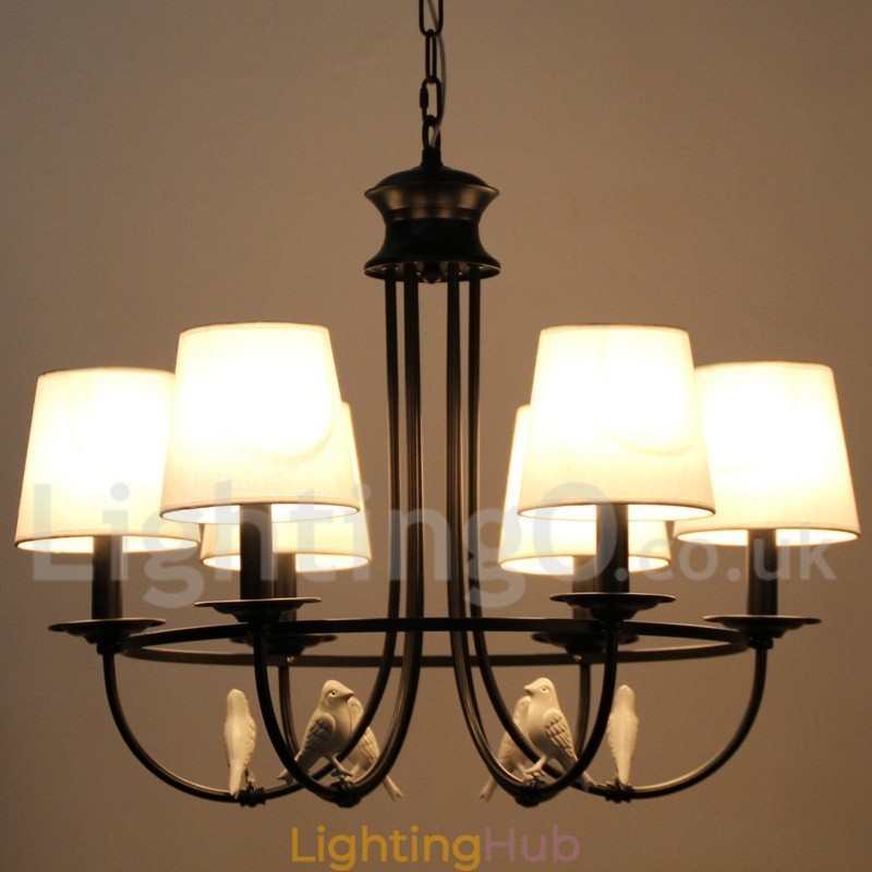 6 Light Retro Black Mediterranean Style Rustic Contemporary Candle Style Chandelier