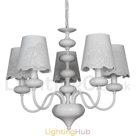 5 Light Modern Contemporary Hollow White Candle Style Chandelier 5 Light Modern Contemporary Hollow White Candle Style Chandelier