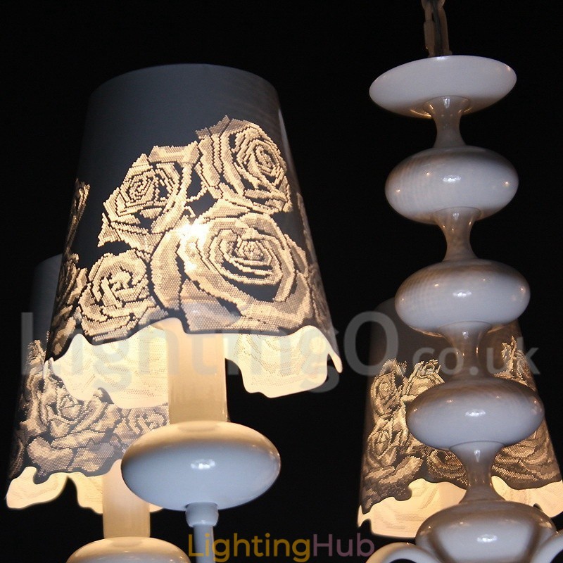 5 Light Modern Contemporary Hollow White Candle Style Chandelier