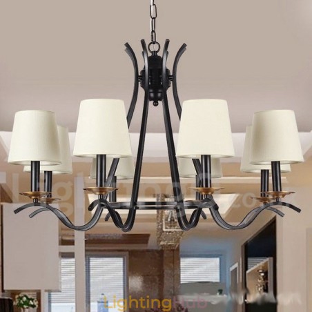 8 Light Black Retro Contemporary Candle Style Chandelier 8 Light Black Retro Contemporary Candle Style Chandelier