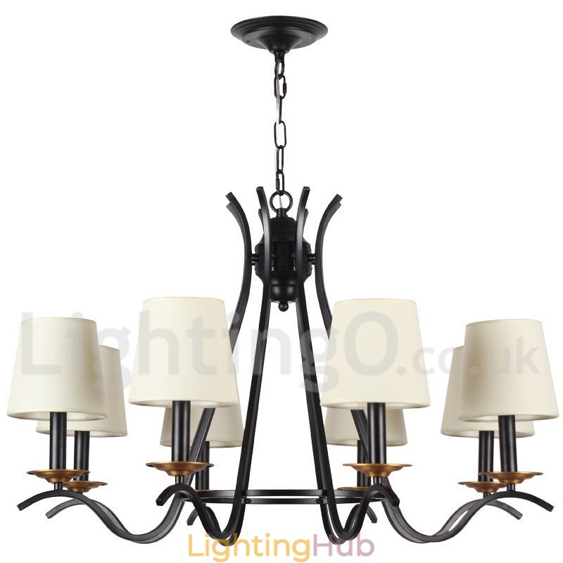 8 Light Black Retro Contemporary Candle Style Chandelier