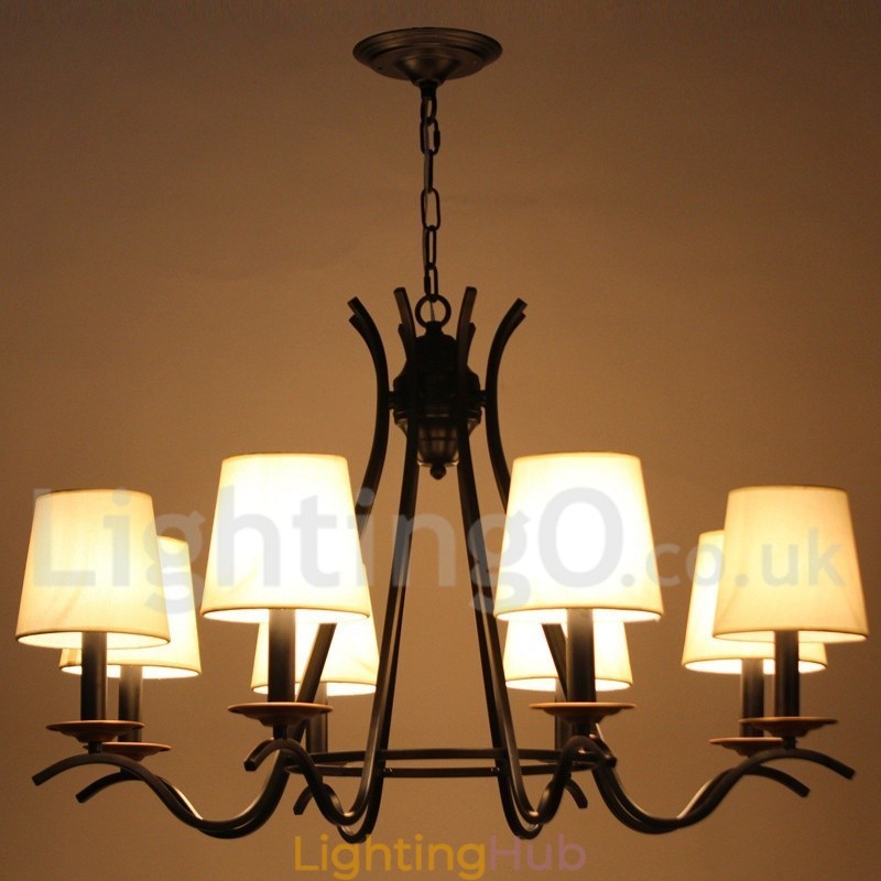 8 Light Black Retro Contemporary Candle Style Chandelier
