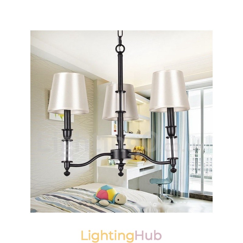 3 Light Black Retro Contemporary Candle Style Chandelier