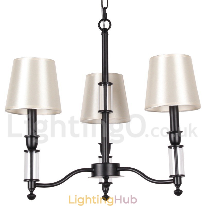 3 Light Black Retro Contemporary Candle Style Chandelier