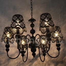 6 Light Modern Contemporary Hollow Black Candle Style Chandelier