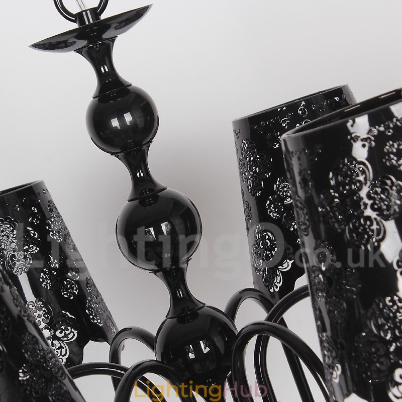 6 Light Modern Contemporary Hollow Black Candle Style Chandelier