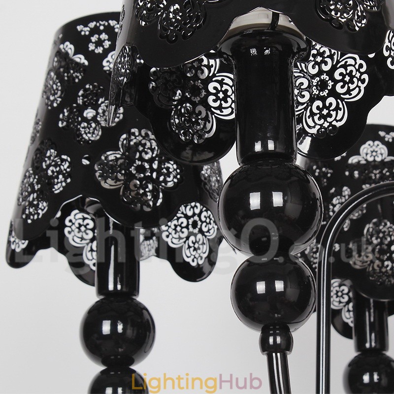 6 Light Modern Contemporary Hollow Black Candle Style Chandelier