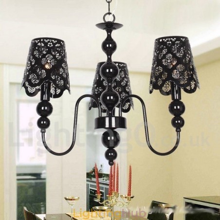 3 Light Modern Contemporary Hollow Black Candle Style Chandelier 3 Light Modern Contemporary Hollow Black Candle Style Chandelier