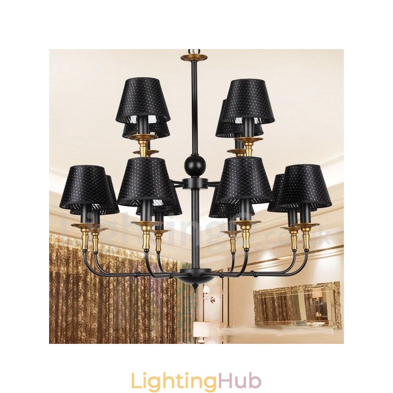 12 Light Retro Rustic 2 Tier Candle Style Chandelier