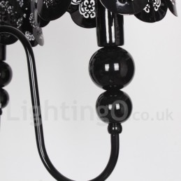 5 Light Modern Contemporary Hollow Black Candle Style Chandelier