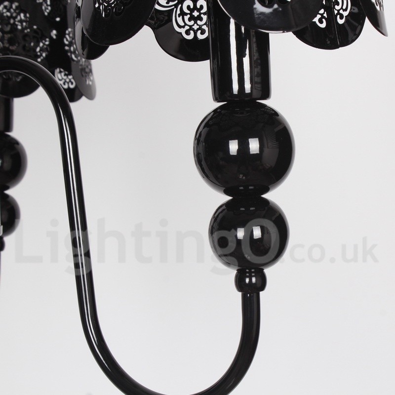 5 Light Modern Contemporary Hollow Black Candle Style Chandelier
