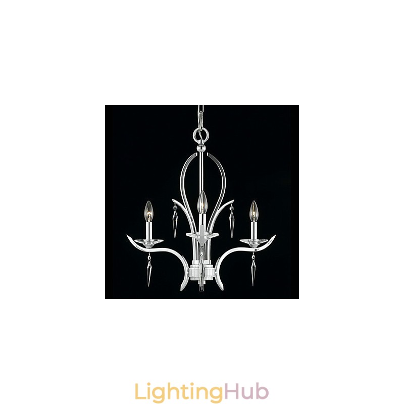 Candle Featured Crystal Chandelier with 3 Lights in Purple