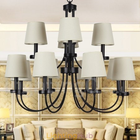 12 Light Retro Contemporary 2 Tier Black Candle Style Chandelier 12 Light Retro Contemporary 2 Tier Black Candle Style Chandelier