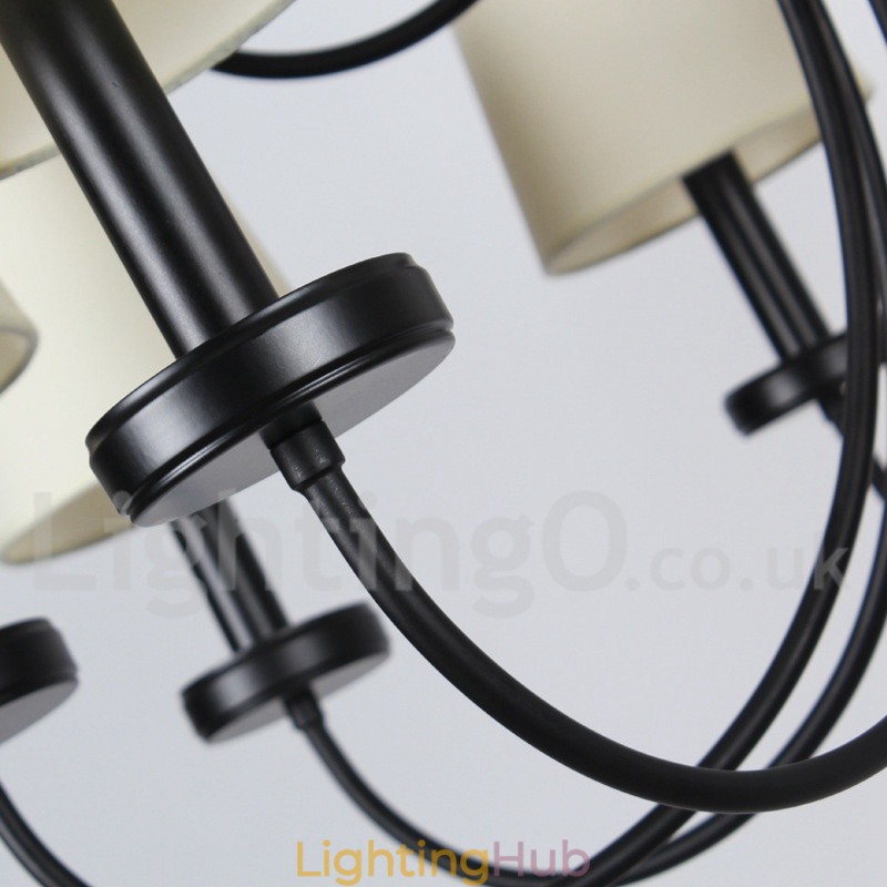 12 Light Retro Contemporary 2 Tier Black Candle Style Chandelier