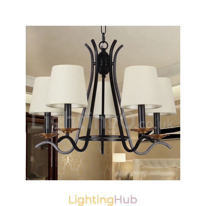 5 Light Black Retro Contemporary Candle Style Chandelier