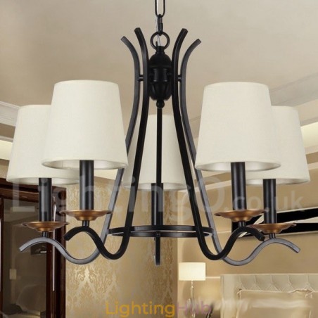 5 Light Black Retro Contemporary Candle Style Chandelier 5 Light Black Retro Contemporary Candle Style Chandelier