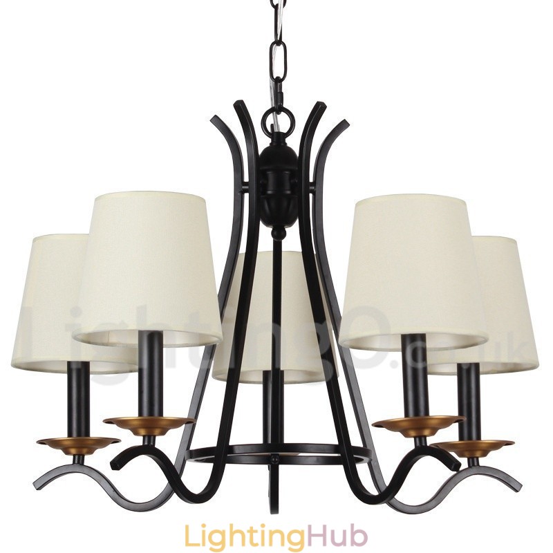 5 Light Black Retro Contemporary Candle Style Chandelier