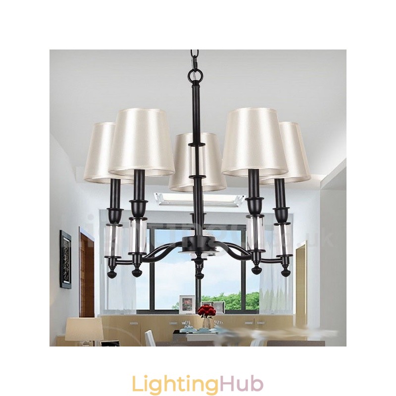 5 Light Black 2 Tier Large Chandelier Retro Contemporary Candle Style Chandelier