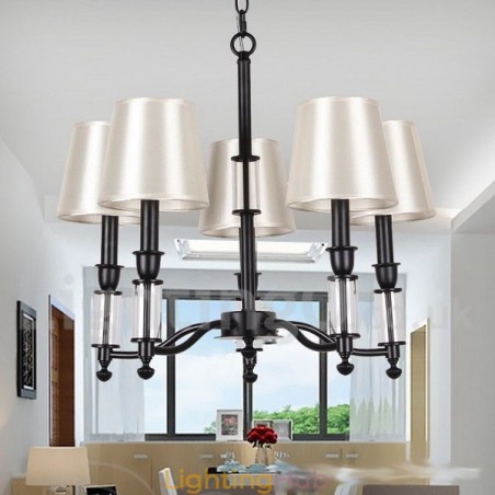 5 Light Black 2 Tier Large Chandelier Retro Contemporary Candle Style Chandelier