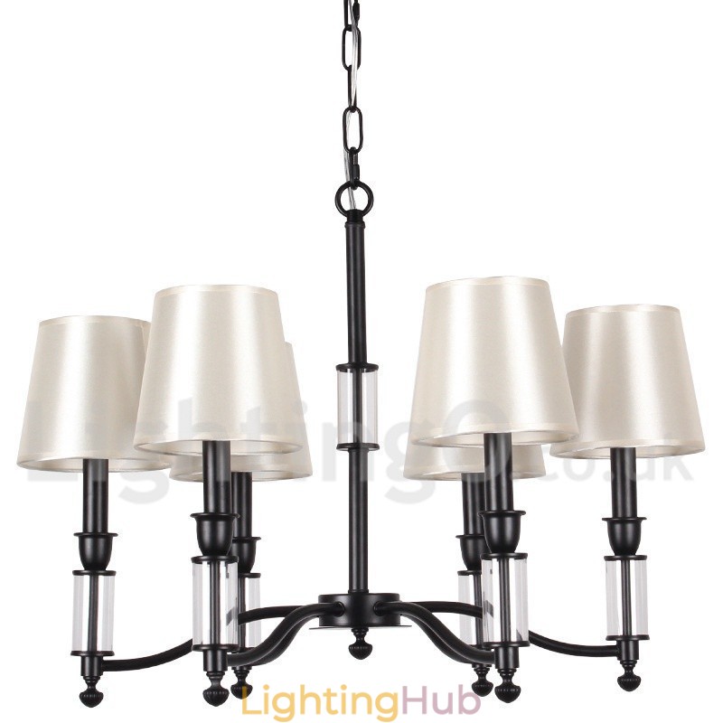 6 Light Black Retro Contemporary Candle Style Chandelier