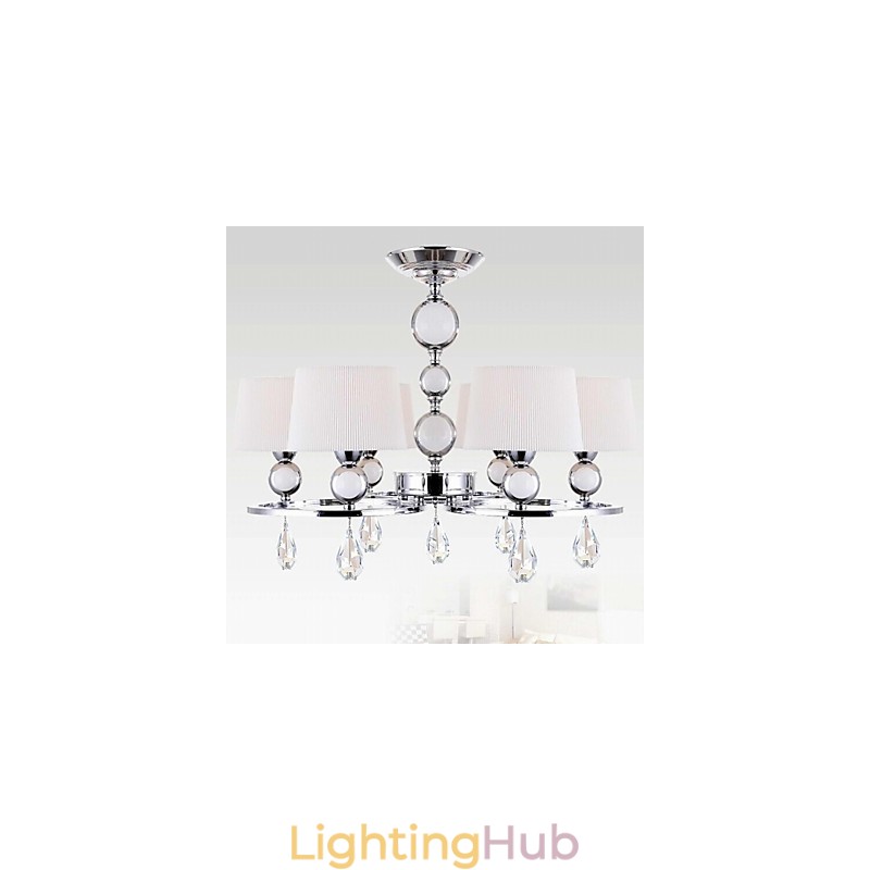 Modern Contemporary Crystal Chrome Metal Chandelier