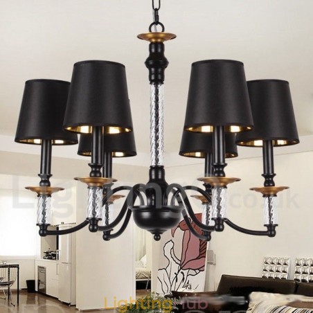 6 Light Black Retro Candle Style Chandelier 6 Light Black Retro Candle Style Chandelier