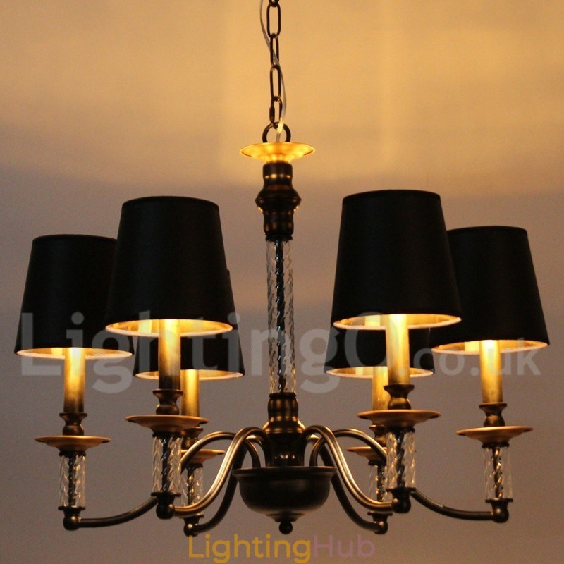 6 Light Black Retro Candle Style Chandelier