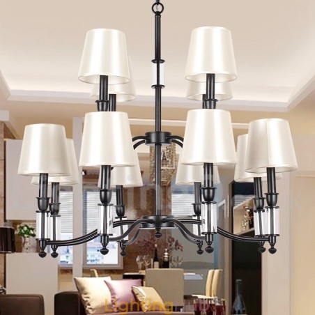 12 Light Black 2 Tier Large Chandelier Retro Contemporary Candle Style Chandelier 12 Light Black 2 Tier Large Chandelier Retro Contemporary Candle Style Chandelier