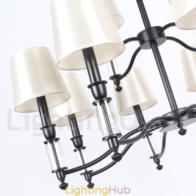 12 Light Black 2 Tier Large Chandelier Retro Contemporary Candle Style Chandelier