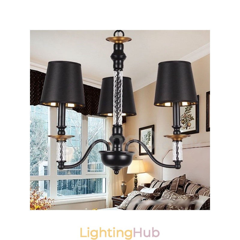 3 Light Black Retro Candle Style Chandelier