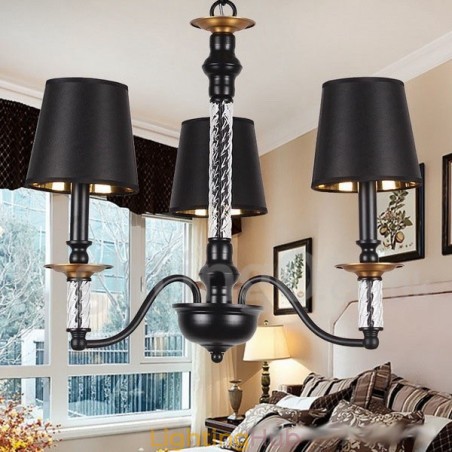 3 Light Black Retro Candle Style Chandelier 3 Light Black Retro Candle Style Chandelier