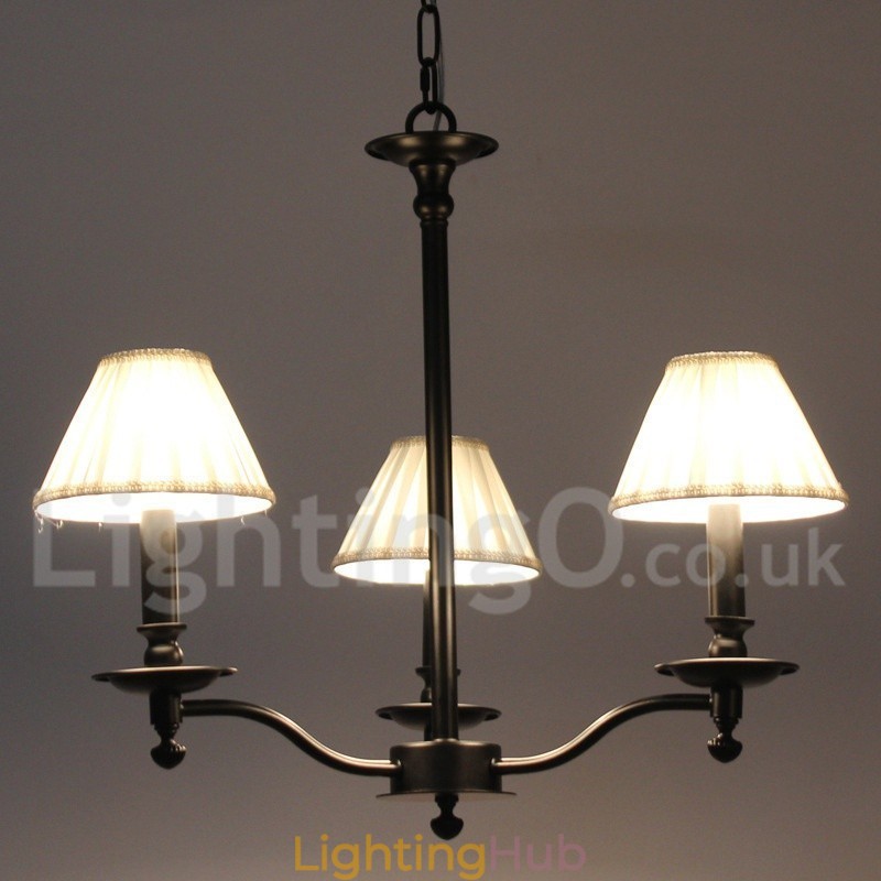 3 Light Retro Contemporary Black Candle Style Chandelier