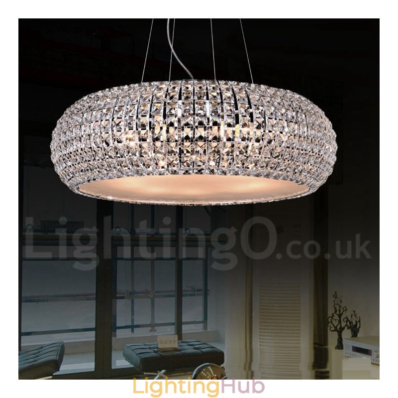 Modern K9 Crystal Ceiling Pendant Light Indoor Chandelier Drum Lighting Lamps Fixtures