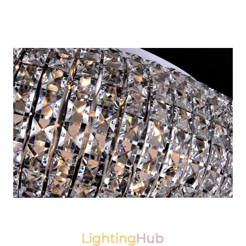 Modern K9 Crystal Ceiling Pendant Light Indoor Chandelier Drum Lighting Lamps Fixtures